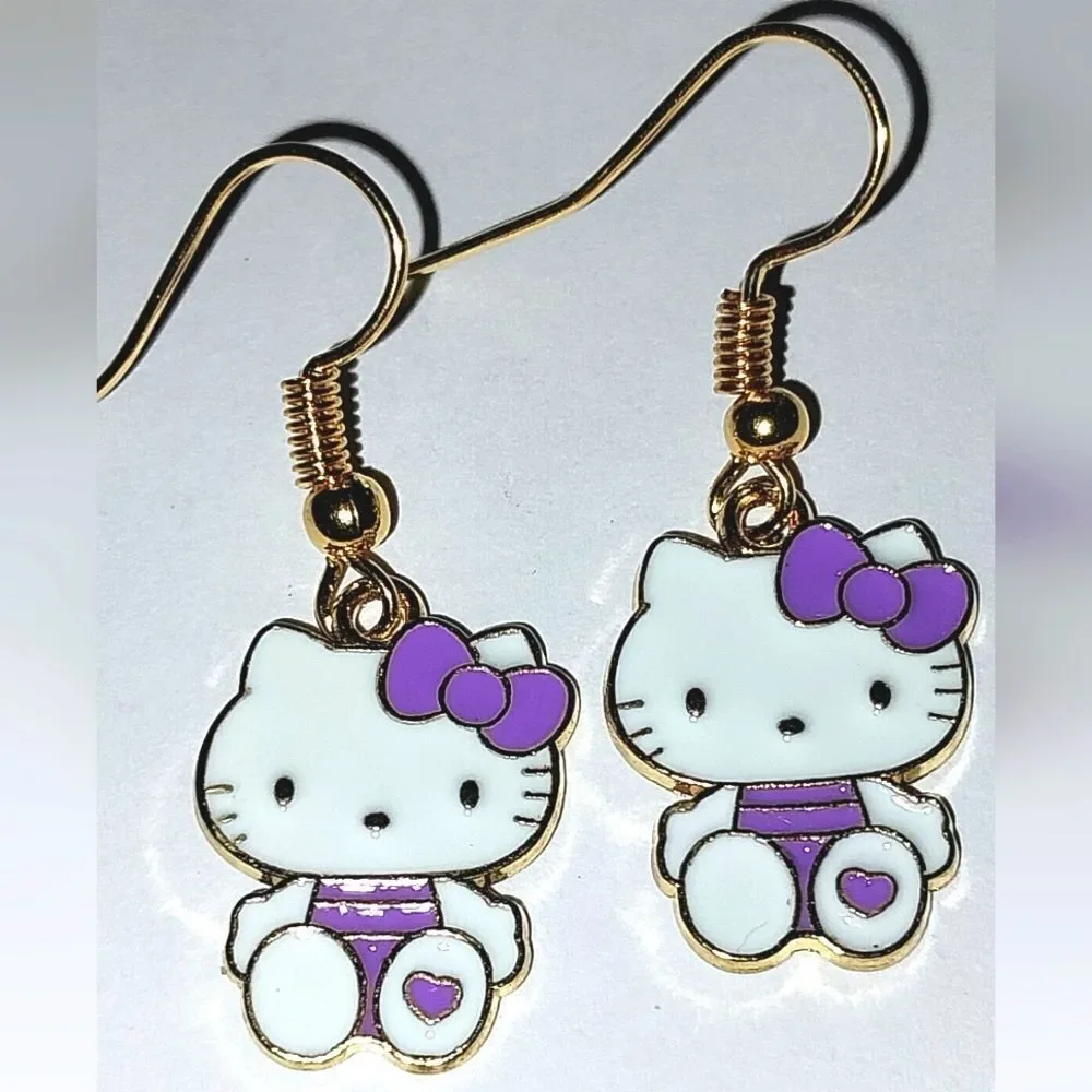 Whimsical Character Kitty Dangle Earrings for Girls and Women